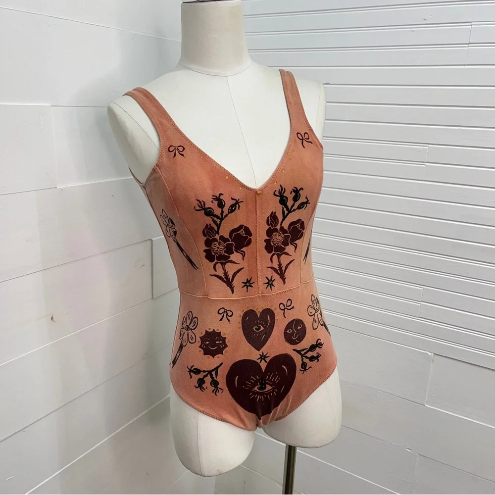 Serpent & Bow Madder Root Dyed Leotard underwear swimsuit - Picture 15 of 15